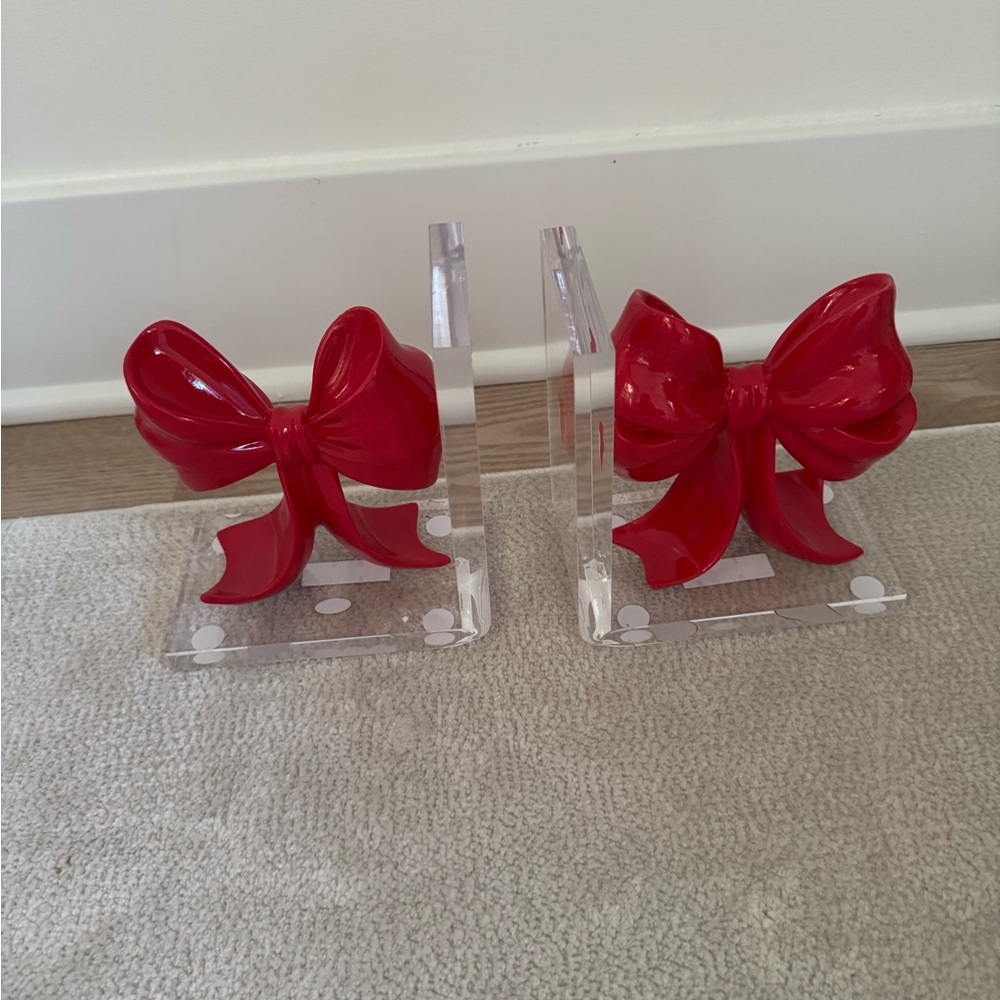 Viral Set of 2 Red Bow Coquette Book Ends NWT